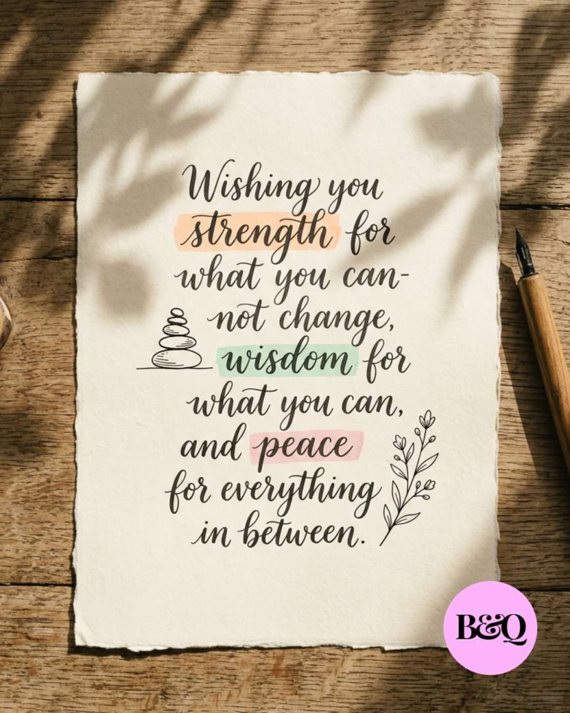Wishing you strength for what you cannot change, wisdom for what you can, and peace for everything in between.