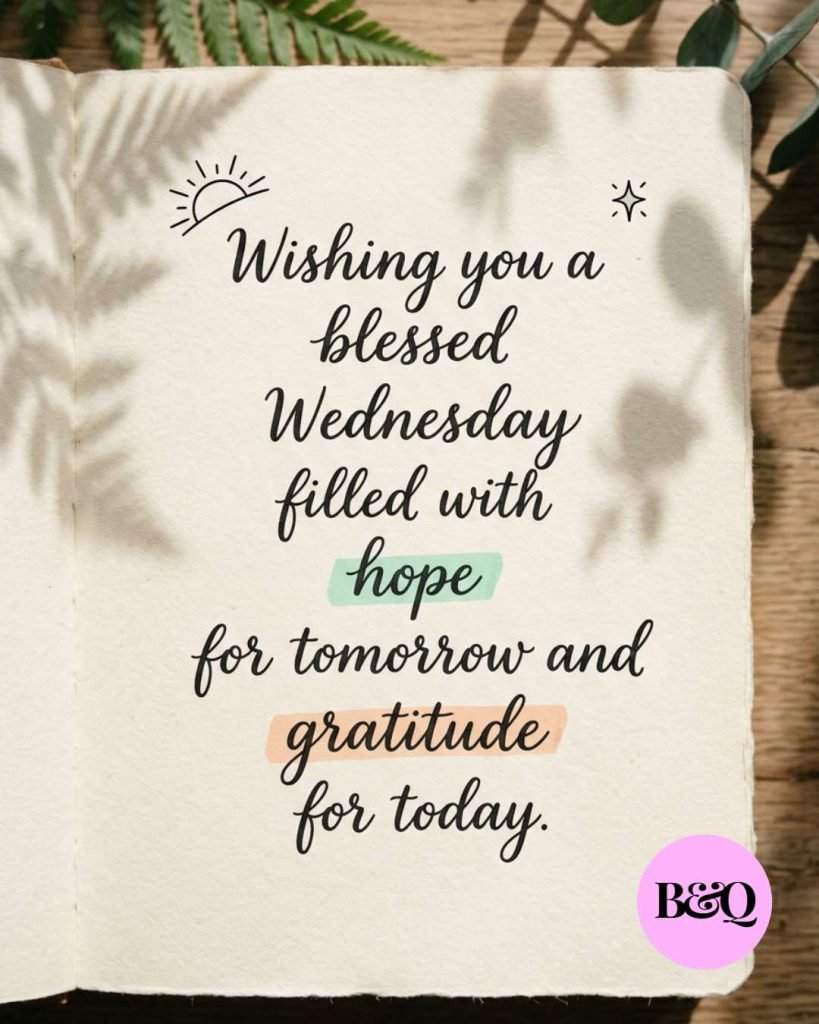 Wishing you a blessed Wednesday filled with hope for tomorrow and gratitude for today.
