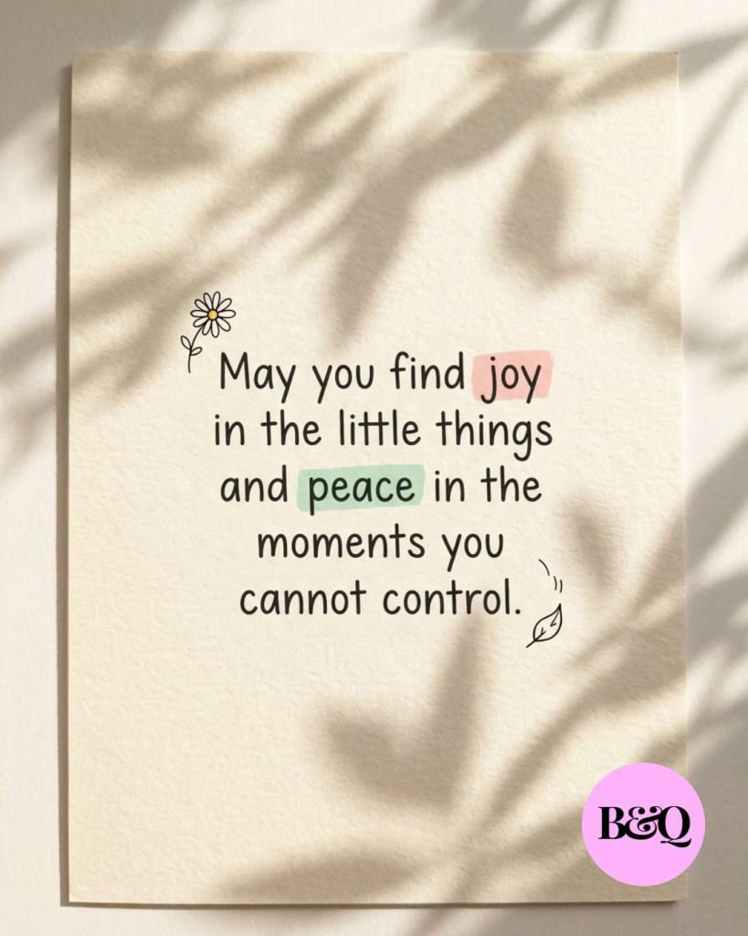 May you find joy in the little things and peace in the moments you cannot control.